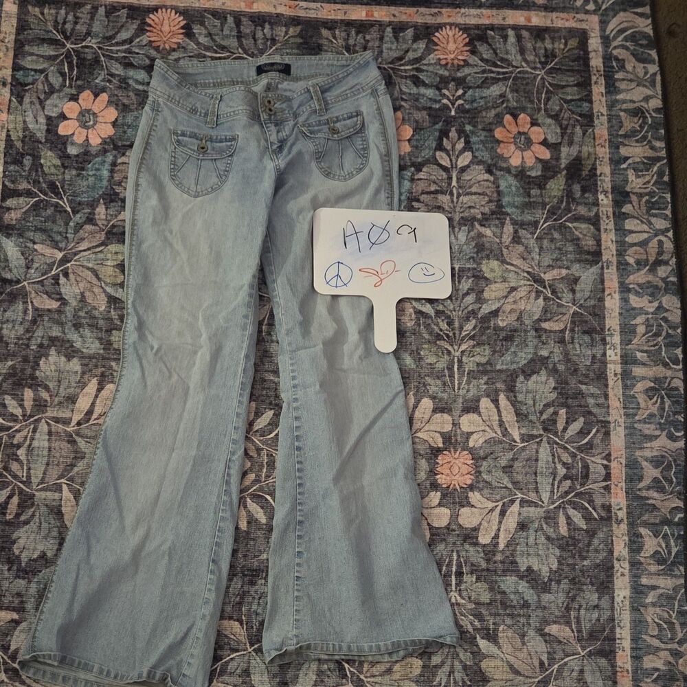 Y2K Angels Blue Denim Stretch Solid Jeans Women's Juniors Size 9 A09
